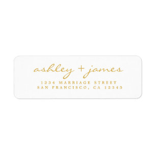 Gold Script Elegant Wedding Return-adres Etiket