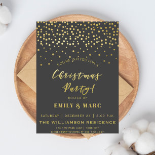 Gold Script en Confetti Kerstfeest Kaart