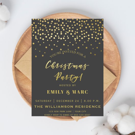 Gold Script en Confetti | Kerstfeest Kaart