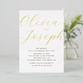 Gold Script Engagement Party | Minimalistische fot Folie Uitnodiging (Staand Voorkant)