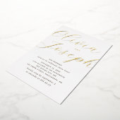 Gold Script Engagement Party | Minimalistische fot Folie Uitnodiging (Gedraaid)