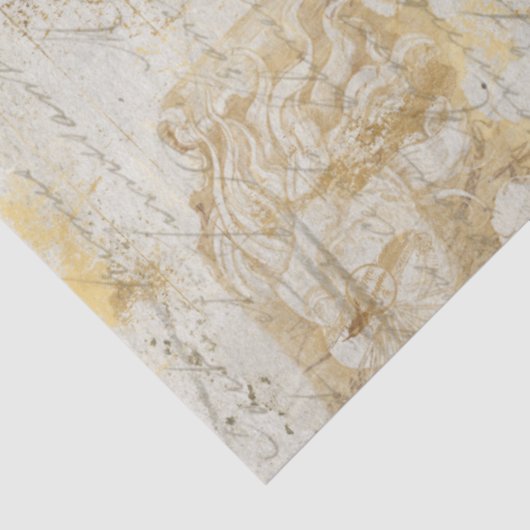 Gold Script Ephemera Franse decoupage Tissuepapier (Detail)