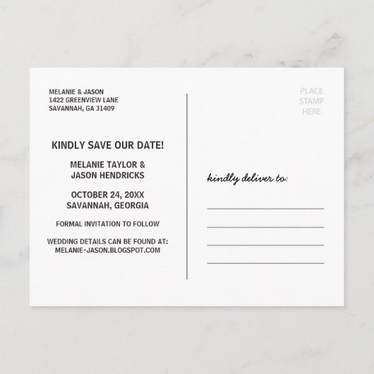 Gold Script Faux Folie Foto Opslaan datum Aankondigingskaart (Achterkant)