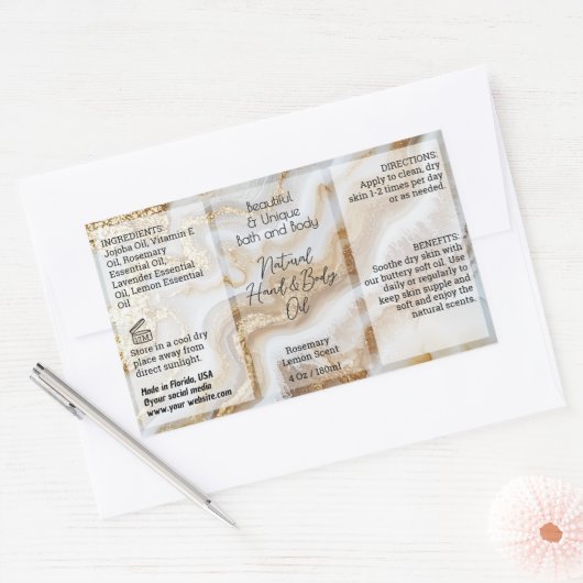 Gold Script Fles Label 4oz Olie Dropper Product (Envelop)