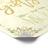 Gold Script Floral Lijst Kaarten Gifts Wedding Sig Poster (Hoek)