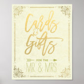 Gold Script Floral Lijst Kaarten Gifts Wedding Sig Poster (Voorkant)