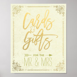 Gold Script Floral Lijst Kaarten Gifts Wedding Sig Poster
