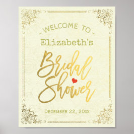 Gold Script Floral Lijst Vrijgezellenfeest Welkom Poster