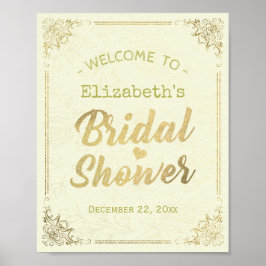 Gold Script Floral Lijst Vrijgezellenfeest Welkom Poster