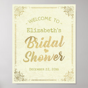 Gold Script Floral Lijst Vrijgezellenfeest Welkom Poster