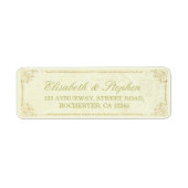 Gold Script Floral Lijst Weddenschap Label (Voorkant)
