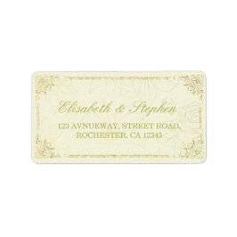 Gold Script Floral Lijst Weddenschap Label