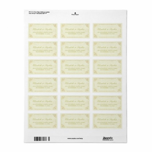 Gold Script Floral Lijst Weddenschap Label (Full Sheet)