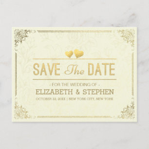 Gold Script Floral Lijst Wedding Save the Date Aankondigingskaart
