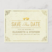 Gold Script Floral Lijst Wedding Save the Date Aankondigingskaart (Voorkant)