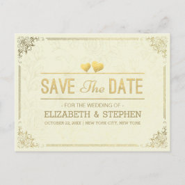 Gold Script Floral Lijst Wedding Save the Date Aankondigingskaart