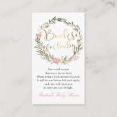 Gold Script Floral WreatBaby shower Book Request Informatiekaartje (Voorkant)