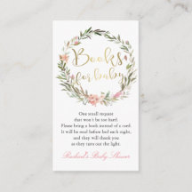 Gold Script Floral WreatBaby shower Book Request