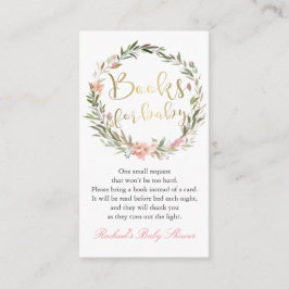 Gold Script Floral WreatBaby shower Book Request Informatiekaartje
