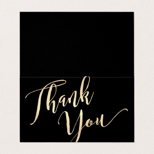 Gold Script Font Calligrafie Dank u Visitekaartje (Buitenkant ongevouwen)