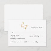 Gold Script Formele Elegant Wedding RSVP-kaart RSVP Kaartje (Voorkant / Achterkant)