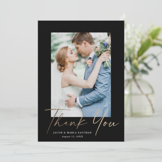 Gold script foto bruiloft bedankt voor de moderne (Staand voorkant)