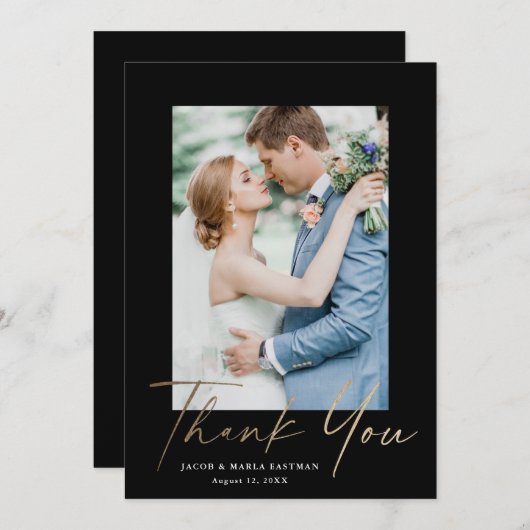 Gold script foto bruiloft bedankt voor de moderne  (Voorkant / Achterkant)