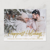 Gold Script-foto gelukkig Feestdagen kerstmis Briefkaart (Voorkant)