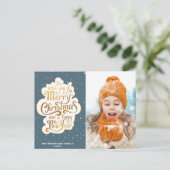 Gold Script Foto Kerstvakantie Briefkaart (Staand voorkant)