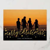 Gold Script Full Photo Merry Kerstry Folie Feestdagenkaart (Voorkant)