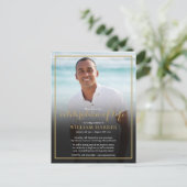 Gold Script Funeral Photo Invitation Briefkaart (Staand voorkant)