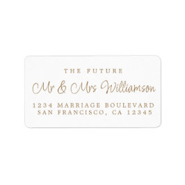 Gold Script Future Mr Mrs Wedding Return Address Etiket