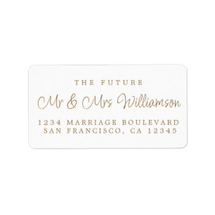 Gold Script Future Mr Mrs Wedding Return Address Etiket