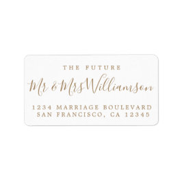 Gold Script Future Mr Mrs Wedding Return Address Etiket