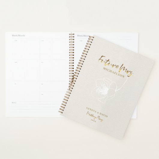 Gold Script Future Mrs Beige Wedding Planner (Display)