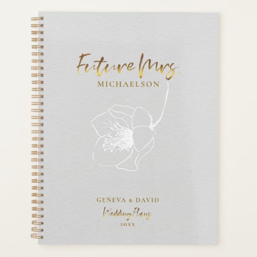 Gold Script Future Mrs Dove Grey Wedding Planner (Voorkant)