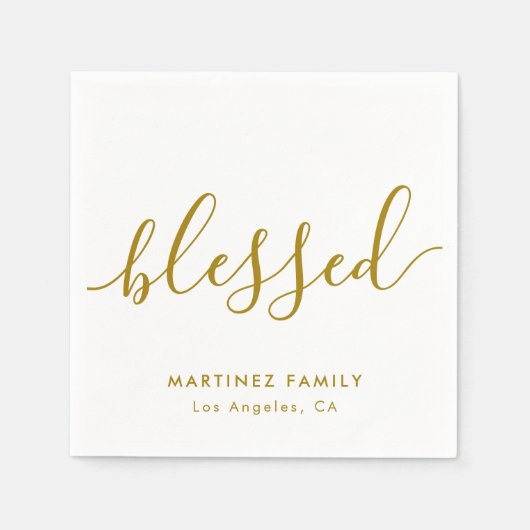 Gold Script Gezegende Vakantie Thanksgiving servet (Voorkant)