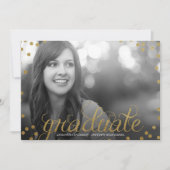 Gold Script Glitter Kijk Foto Afstuderen uitnodige Kaart (Voorkant)