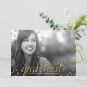 Gold Script Glitter Kijk Foto Afstuderen uitnodige Kaart (Staand voorkant)