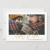 Gold script glory naar god green tartan foto feestdagenkaart (Voorkant)