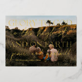 Gold Script | Glory to God Kerstfeestay Foto Folie Feestdagenkaart (Voorkant)