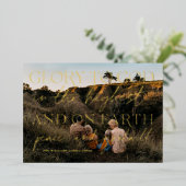 Gold Script | Glory to God Kerstfeestay Foto Folie Feestdagenkaart (Staand Voorkant)