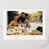 Gold Script | Glory to God Kerstfeestay Foto Folie Feestdagenkaart (Voorkant)