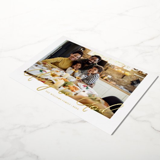 Gold Script | Glory to God Kerstfeestay Foto Folie Feestdagenkaart (Gedraaid)