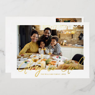 Gold Script   Glory to God Kerstfeestay Foto Folie Feestdagenkaart
