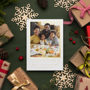 Gold Script   Glory to God Kerstfeestay Foto Folie Feestdagenkaart