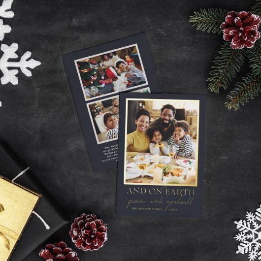 Gold Script | Glory to God Kerstfeestay Foto Folie Feestdagenkaart