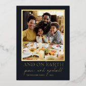 Gold Script | Glory to God Kerstfeestay Foto Folie Feestdagenkaart (Voorkant)