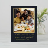 Gold Script | Glory to God Kerstfeestay Foto Folie Feestdagenkaart (Staand Voorkant)