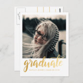 Gold Script Graduation Party | De datum-foto opsla Briefkaart (Voorkant / Achterkant)